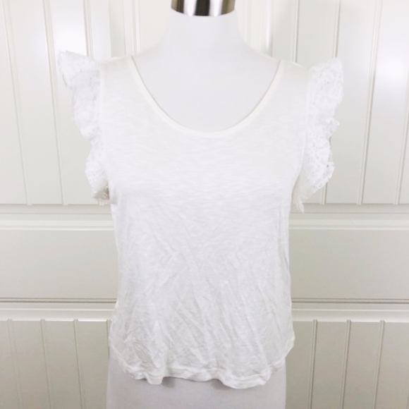 H&M Tops - H&M Divided Off-White Lace Sleeve Slub Top New